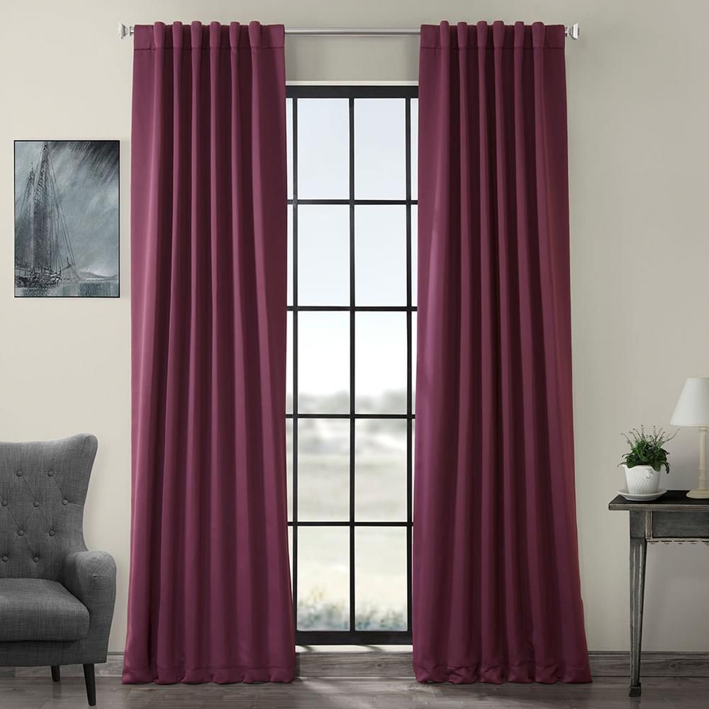 Exclusive Fabrics & Furnishings Semi-Opaque Aubergine Purple Blackout Curtain - 50 in. W x 84 in. L (Panel)