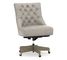 Hayes Leather Tufted Swivel Desk Chair with Belgian Gray Frame, Statesville Pebble