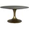 Gwen Modern Classic Black Metal Top Antique Brass Round Dining Table