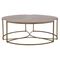 Zachary Modern Classic Cerused Oak Top Gold Metal Base Round Coffee Table