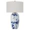 Cainan Global Bazaar White Shade Blue Crane Ceramic Table Lamp