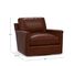 Tyler Leather Square Arm Swivel Armchair with Bronze Nailheads, Down Blend Wrapped Cushions, Statesville Molasses