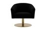 Tegan Swivel Chair with Black Panther Fabric and Matte Brass legs