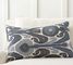 Kenmare Ikat Embroidered Lumbar Pillow Cover, 16 x 26", Blue Multi