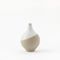 Half-Dipped Stoneware Vase, Gray & White, Small Bulb, 6"