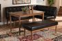 Arvid Mid-Century Modern Dark Brown Faux Leather Upholstered 4-Piece Wood Dining Nook Set