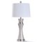 StyleCraft Aglona 36 in. Pearl Painted Resin with Brushed Steel Metal Bedside Lamp