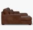 Big Sur Square Arm Leather Deep Seat U-Chaise Grand Sofa Sectional, Down Blend Wrapped Cushions, Statesville Indigo