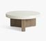 Pomona Concrete & Acacia Wood Round Coffee Table, White Speckle & Gray