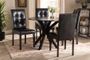 Marie Modern and Contemporary Dark Brown Faux Leather Upholstered and Dark brown Finished Wood 5-Piece Dining Set