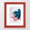 Pink And Blue Leaf Framed Art Print by Printsproject - Vector Red - X-Small-10x12