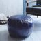 Leather Moroccan Pouf, Navy Blue