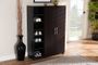 Marine Modern and Contemporary Wenge Dark Brown Finished 2-Door Wood Entryway Shoe Storage Cabinet with Open Shelves