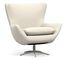 Wells Leather Tight Back Swivel Armchair Brushed Nickel Base, Polyester Wrapped Cushions, Signature Chalk