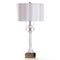 StyleCraft Eliseo 36 in. Pearl White Glass with Antique Brass Metal Bedside Lamp