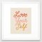 Love Your Self - Positive Cursive Typography Quote Framed Art Print by Charlottewinter - Vector White - MEDIUM (Gallery)-22x22