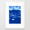 Shoreline:  Minimal, Abstract Painting In Blues By Alyssa Hamilton Art Framed Art Print by Alyssa Hamilton Art - Vector White - SMALL-15x21