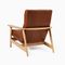 Midcentury Show Wood Highback Chair, Saddle Leather, Nut, Dark Walnut