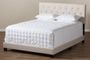 Cassandra Modern and Contemporary Light Beige Fabric Upholstered King Size Bed