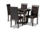 Vida Modern and Contemporary Dark Brown Faux Leather Upholstered and Dark Brown Finished Wood 5-Piece Dining Set