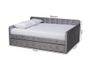 Jona Modern and Contemporary Transitional Grey Velvet Fabric Upholstered and Button Tufted Full Size Daybed with Trundle