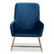 Sennet Glam and Luxe Navy Blue Velvet Fabric Upholstered Gold Finished Armchair