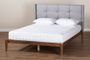 Edmond Modern and Contemporary Grey Fabric Upholstered and Ash Walnut Brown Finished Wood Full Size Platform Bed