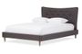 Hannah Mid-Century Modern Dark Grey Fabric Queen Size Platform Bed