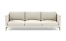 Oliver Sofa with White Chalk Fabric, standard down blend cushions, and Brass Plated legs