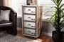 Baxton Studio Avere French Industrial Brown Wood and Silver Metal 4-Drawer Rolling Accent Chest