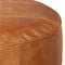 Round Saddle Leather Pouf Medium