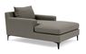 Sloan Chaise Chaise Lounge with Grey Shade Fabric, standard down blend cushions, extended chaise, and Matte White legs