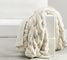 Faux Fur Ruched Throw, Ivory, 50" x 60"