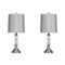 GRANDVIEW GALLERY 20 in. Genuine Crystal Accent Lamps with Brushed Nickel Accents and Grey Silk-Like Shades (2 Pack)