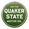 Open Road Brands Quaker State Motor Oil Rustic Tin Button Sign, Green