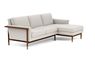 Jason Wu Right Sectional with Beige Wheat Fabric and Oiled Walnut with Brass Cap legs