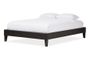 Lancashire Modern and Contemporary Black Faux Leather Upholstered Queen Size Bed Frame with Tapered Legs 